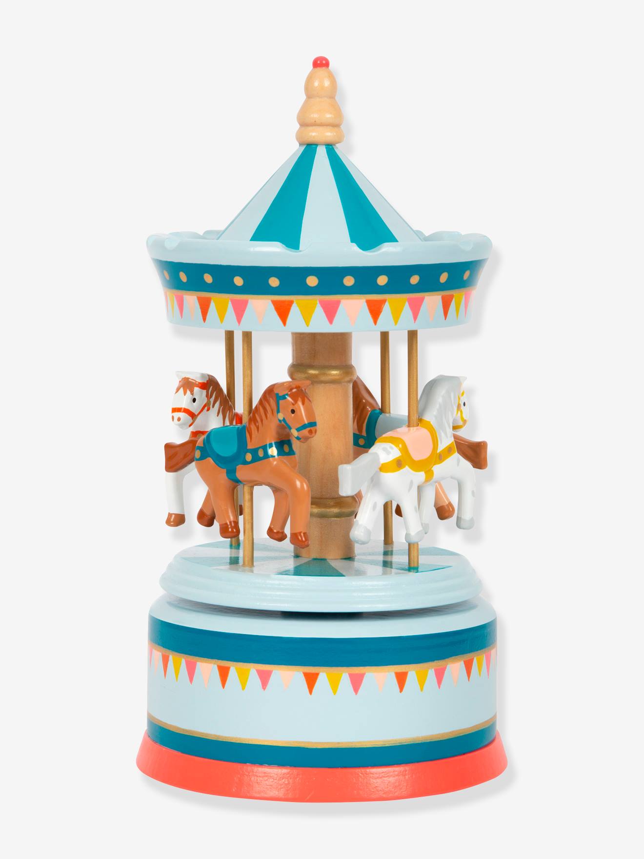 Wooden Horses Carousel Musical Box for Children