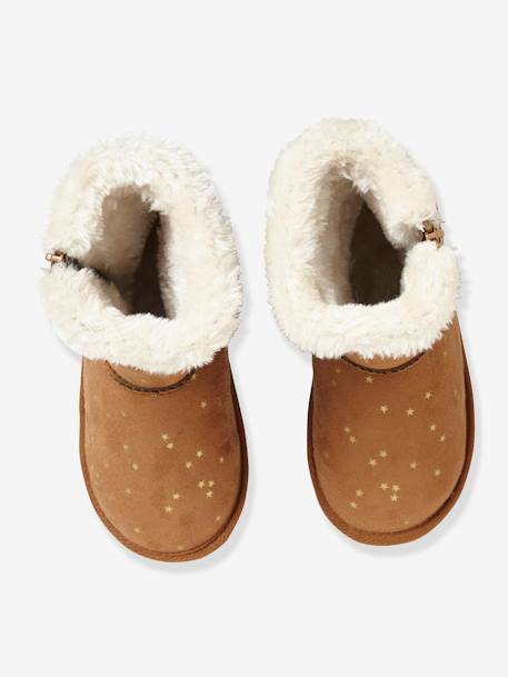 Girls' Boots with Fur BEIGE LIGHT METALISED+BLACK DARK SOLID+BROWN MEDIUM ALL OVER PRINTED+PINK LIGHT ALL OVER PRINTED 