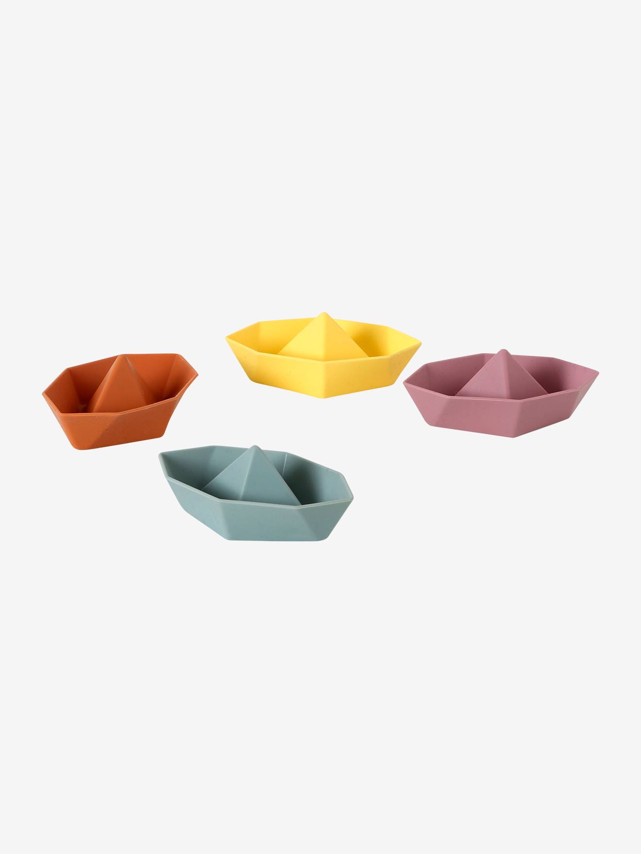 Set of 4 Silicone Bath Boats multicoloured