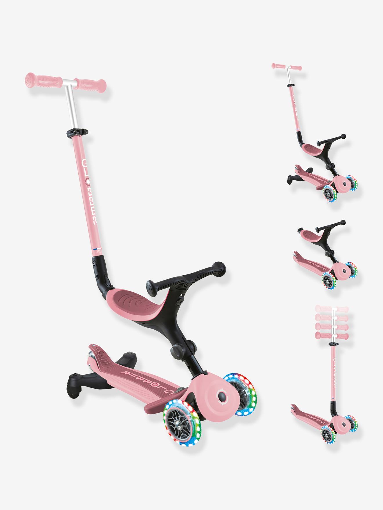 Evolutive scooter - Go Up Active Lights 360° - GLOBBER rose