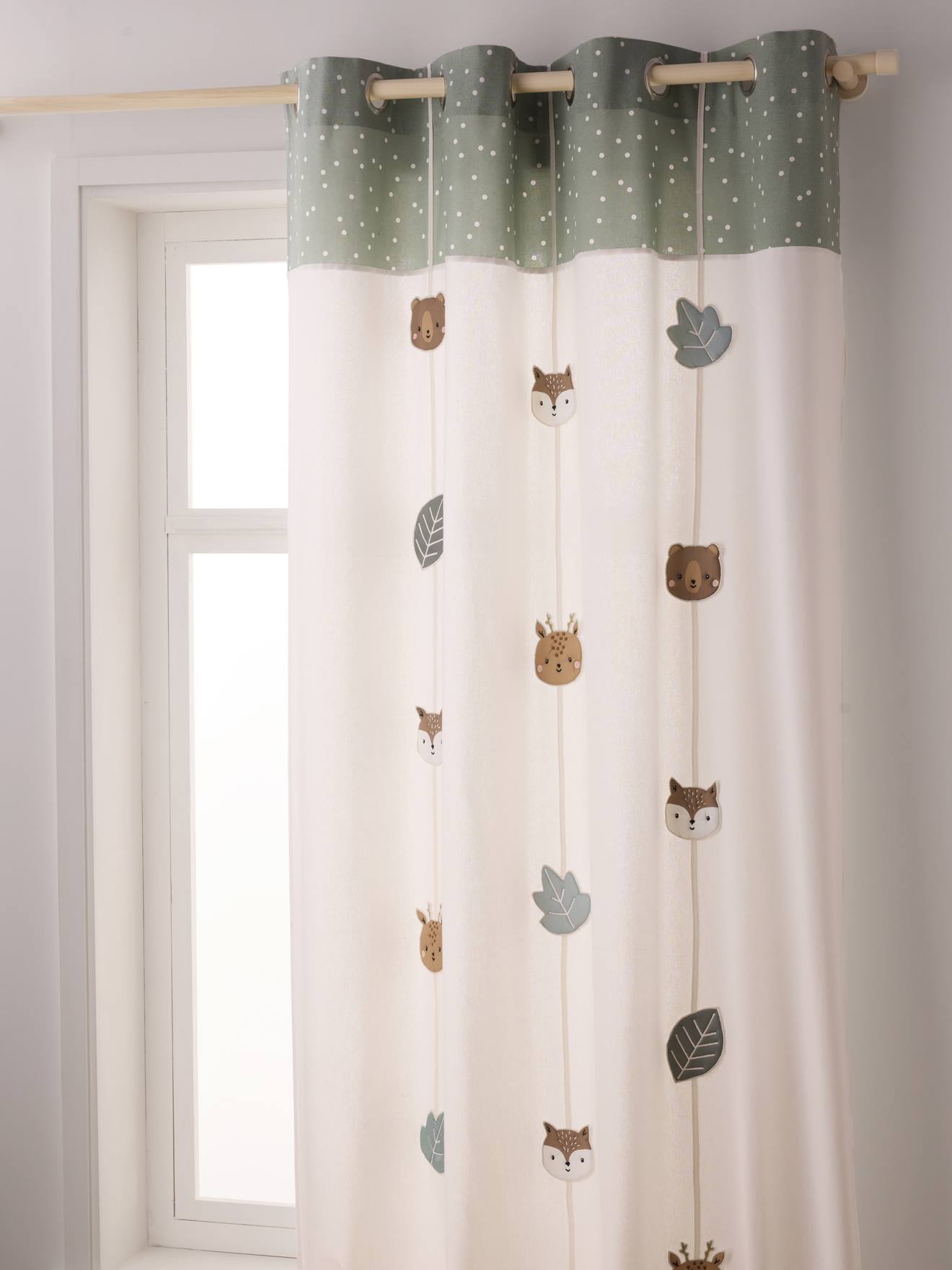 Semi-Sheer Curtain with Eyelets & Animals Print