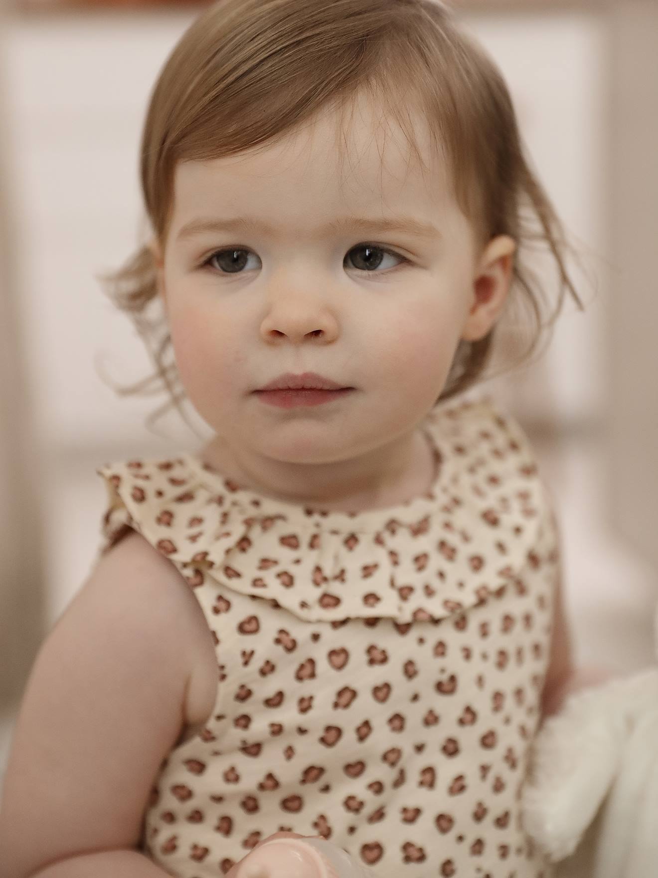 Baby frill-neck printed tank top vanilla