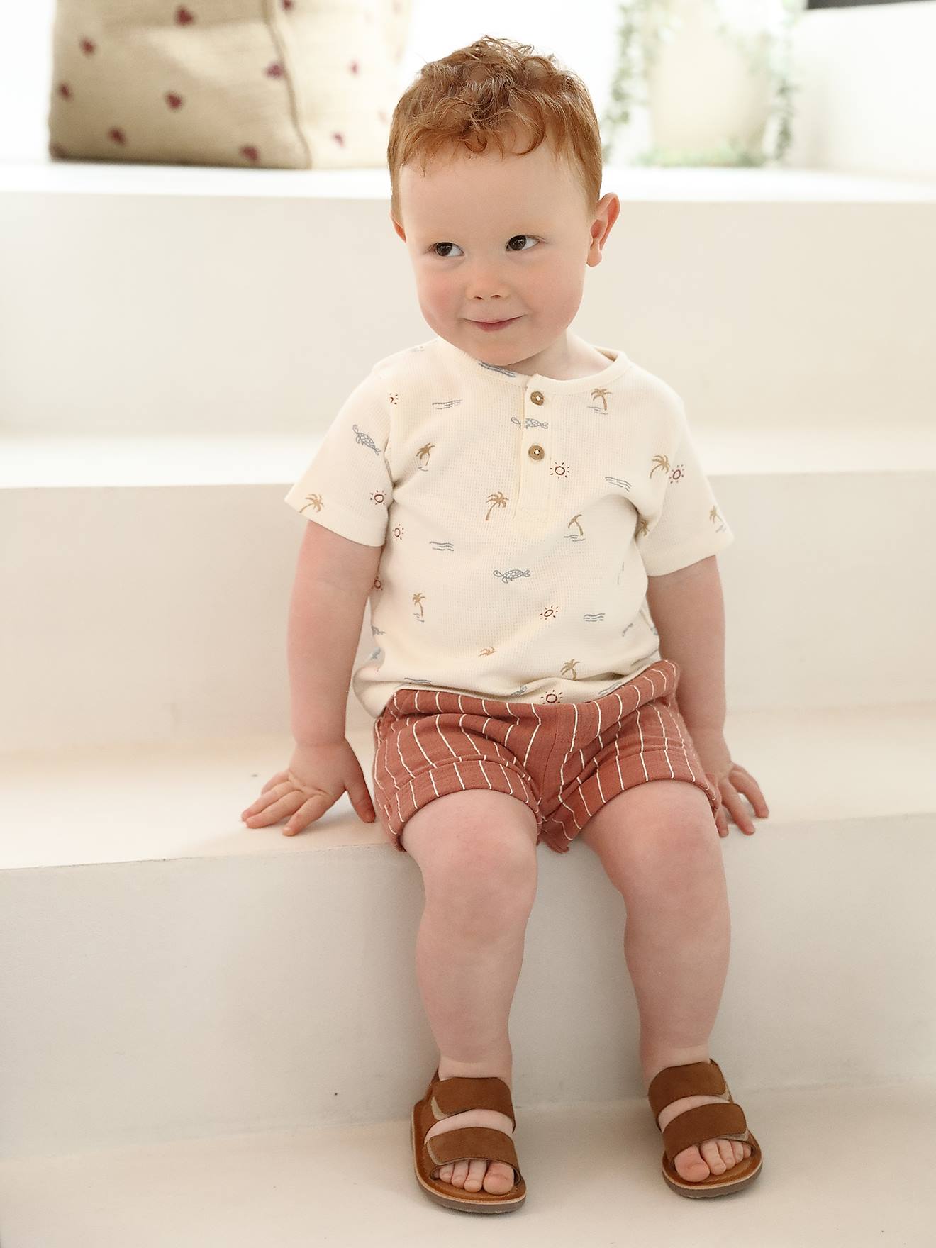 Striped Cotton Gauze Shorts