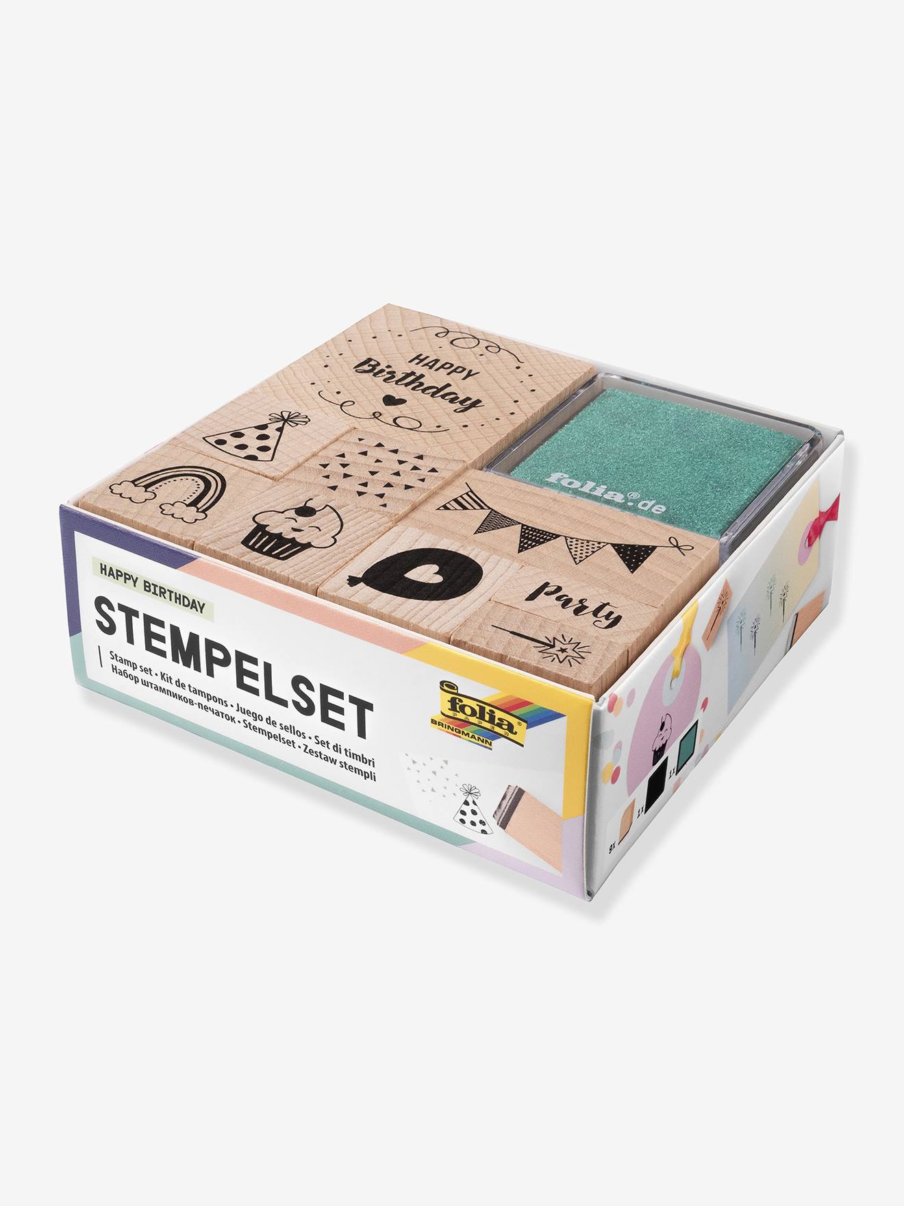 Set of HAPPY BIRTHDAY FOLIA Wooden Stamps