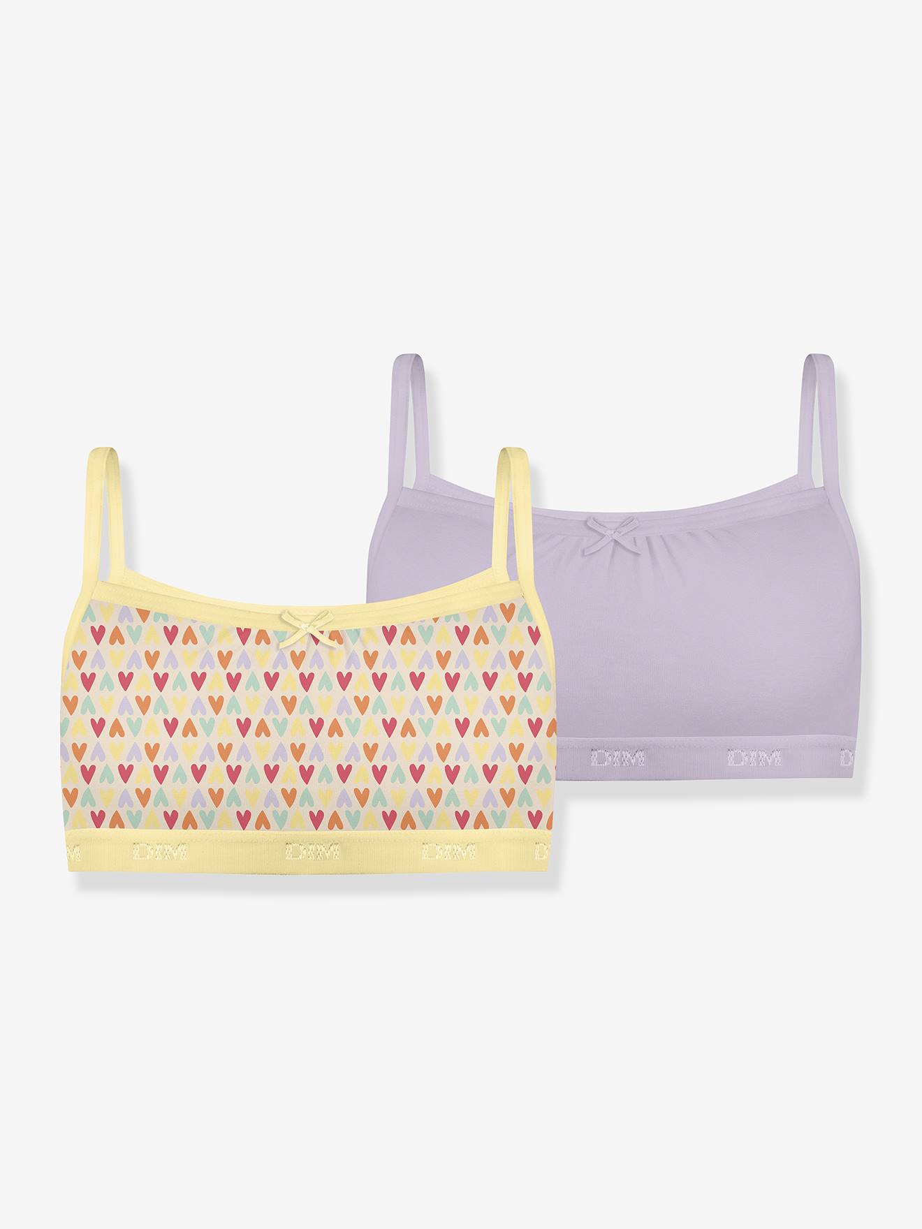 lilac and heart-patterned girls bras Les Pockets