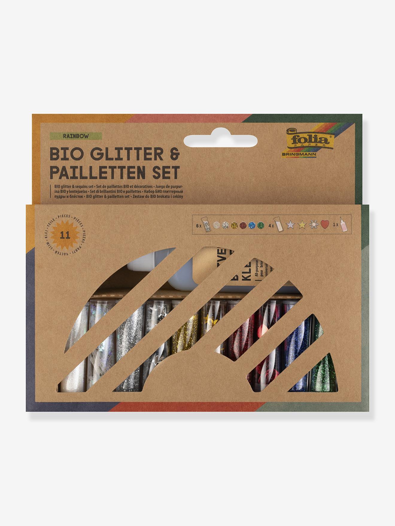 Set of 10 BIO RAINBOW Glitter & Sequins with Glue