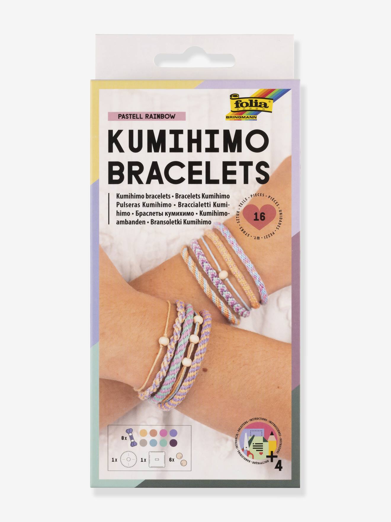 Kumihimo PASTEL RAINBOW Bracelets DIY set