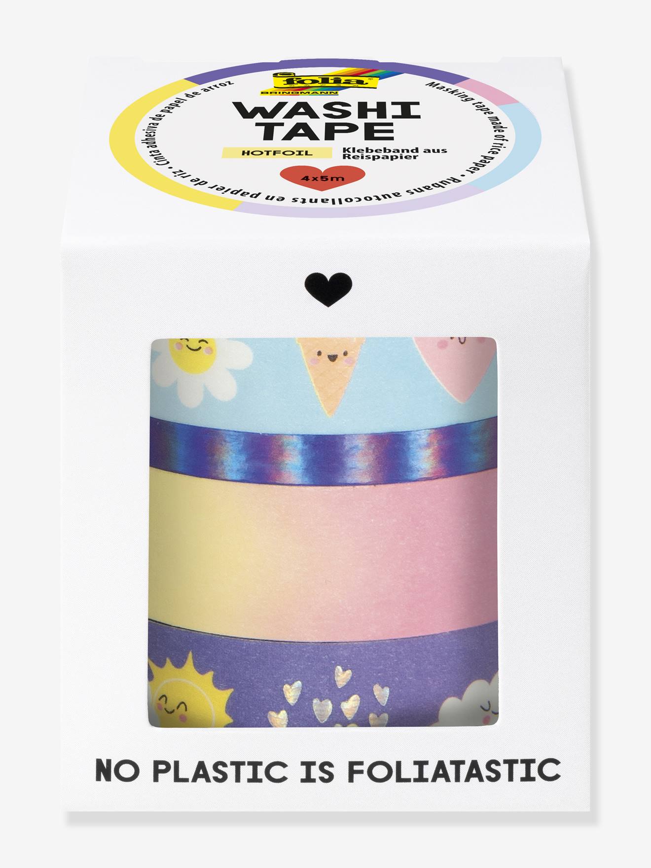 Set of 4 Hotfoil-Effect RAINBOW SUNNYSIDE FOLIA Washi Tapes