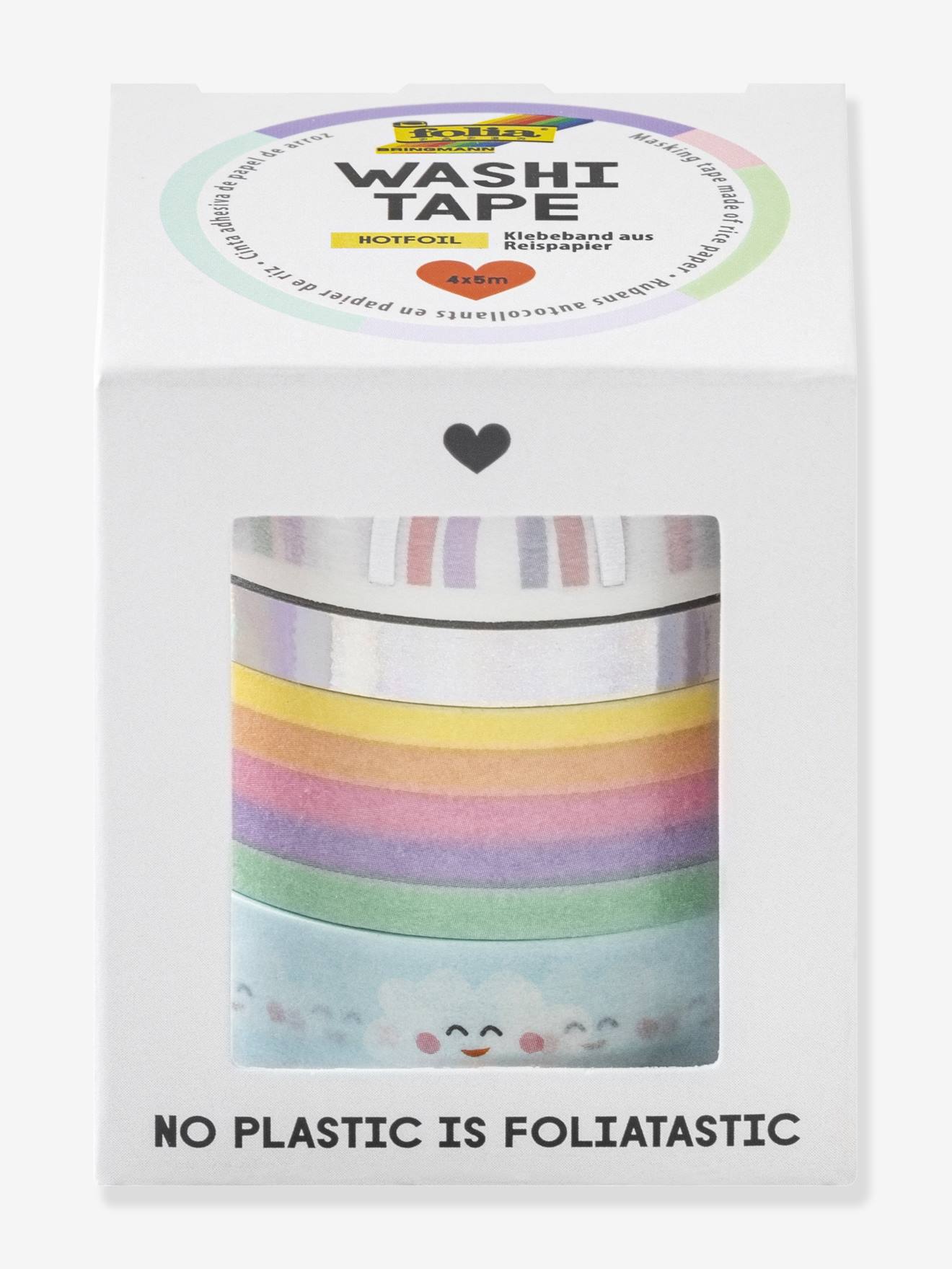 Set of 4 Washi Tapes with RAINBOW CLOUDS Hotfoil Effect