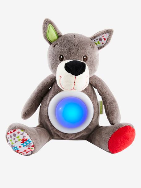 Wolf Soft Toy, Musical Nightlight GREY MEDIUM SOLID WITH DESIGN 