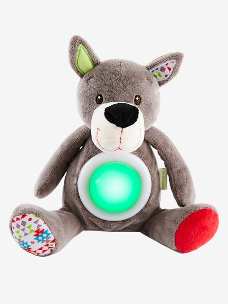 Wolf Soft Toy, Musical Nightlight GREY MEDIUM SOLID WITH DESIGN 