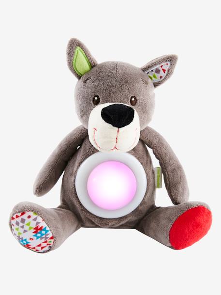 Wolf Soft Toy, Musical Nightlight GREY MEDIUM SOLID WITH DESIGN 