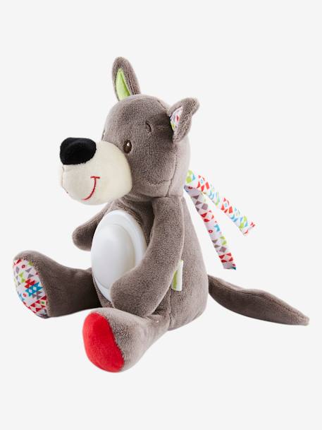 Wolf Soft Toy, Musical Nightlight GREY MEDIUM SOLID WITH DESIGN 