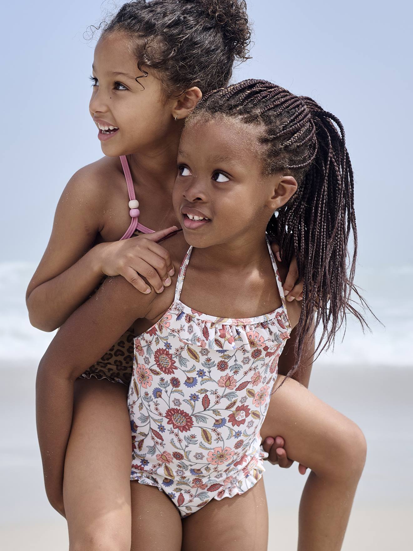 One-Piece Swimsuit, Ties at the Neck, for Girls - ecru, Girls