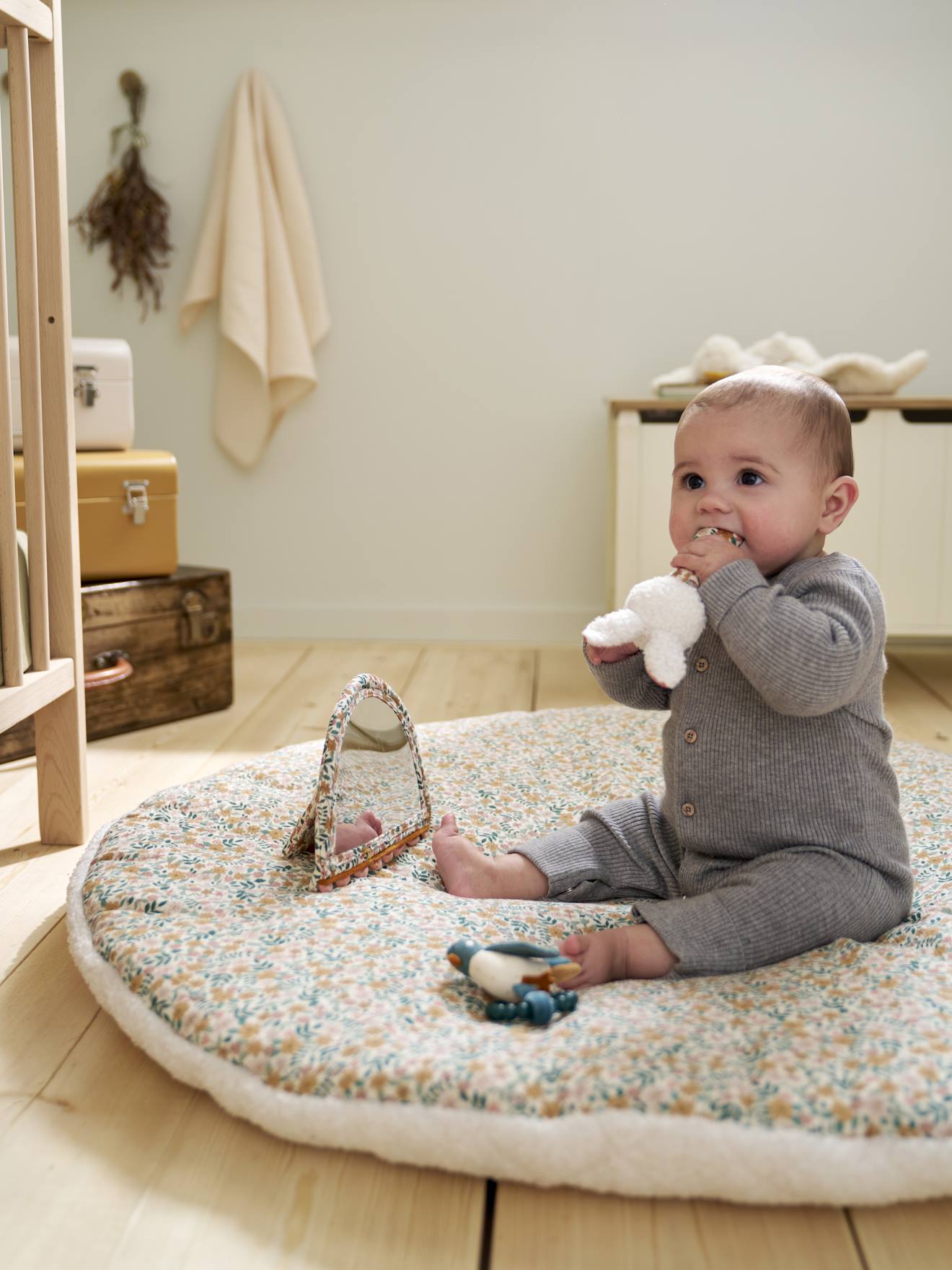 Double-sided play mat RETRO FLOWER