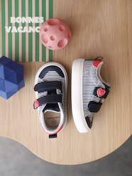 -Striped Trainers with Hook-&-Loop Straps