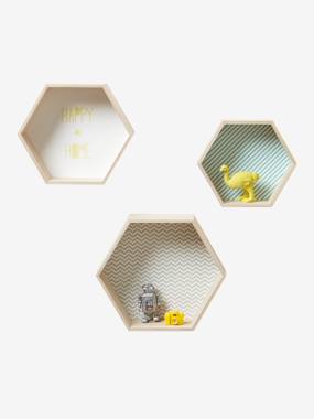 Pack of 3 Hexagonal Shelves dark print