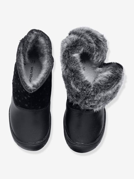 Girls' Leather Boots Black+Tan 