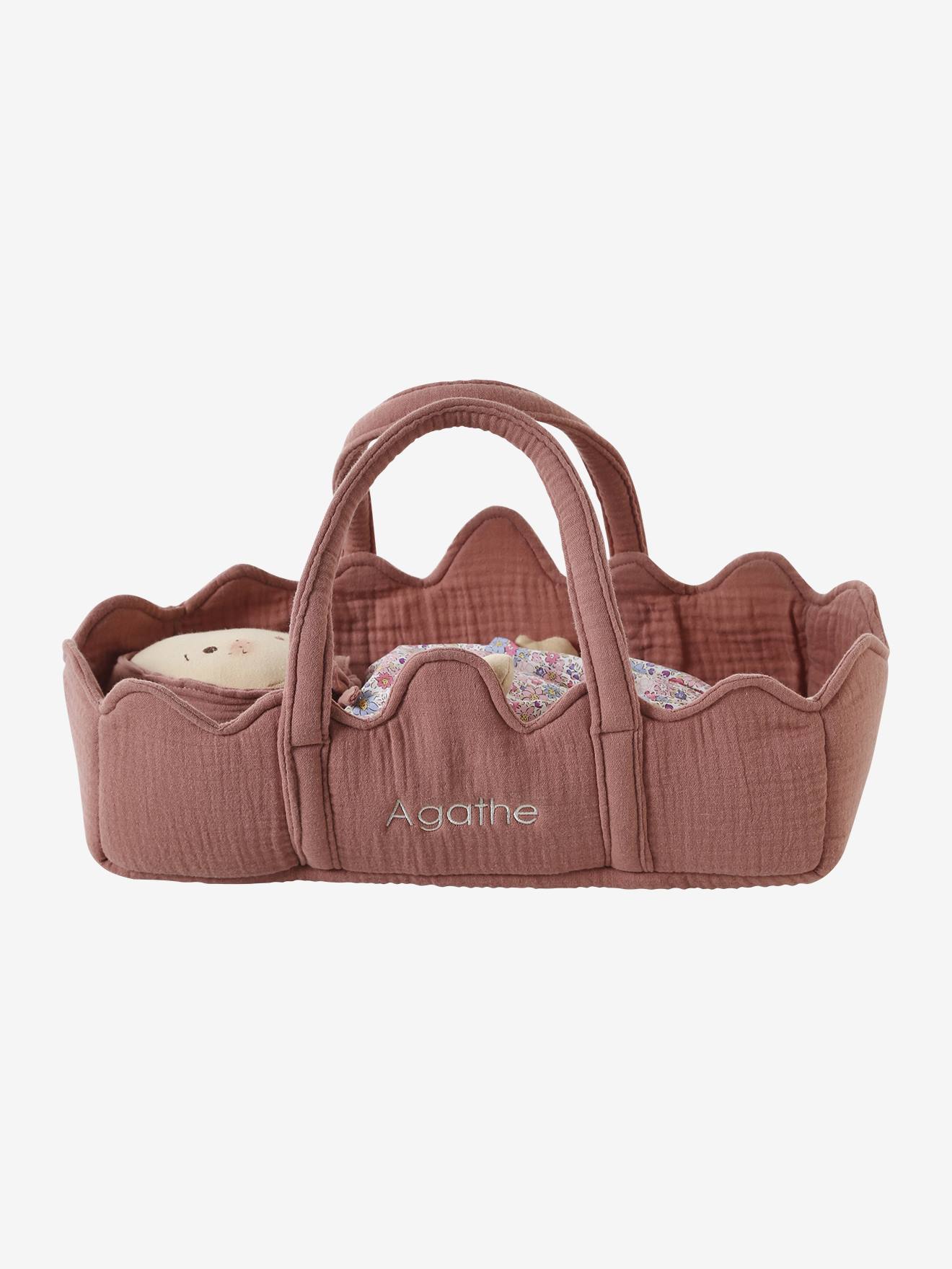 My First Baby Doll & Fabric Moses Basket dusky