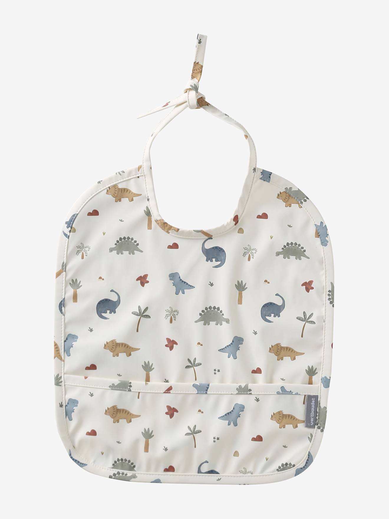 Plastic-coated round bib printed