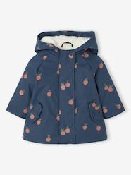 Baby-Floral Hooded Raincoat, Lined, for Baby Girls