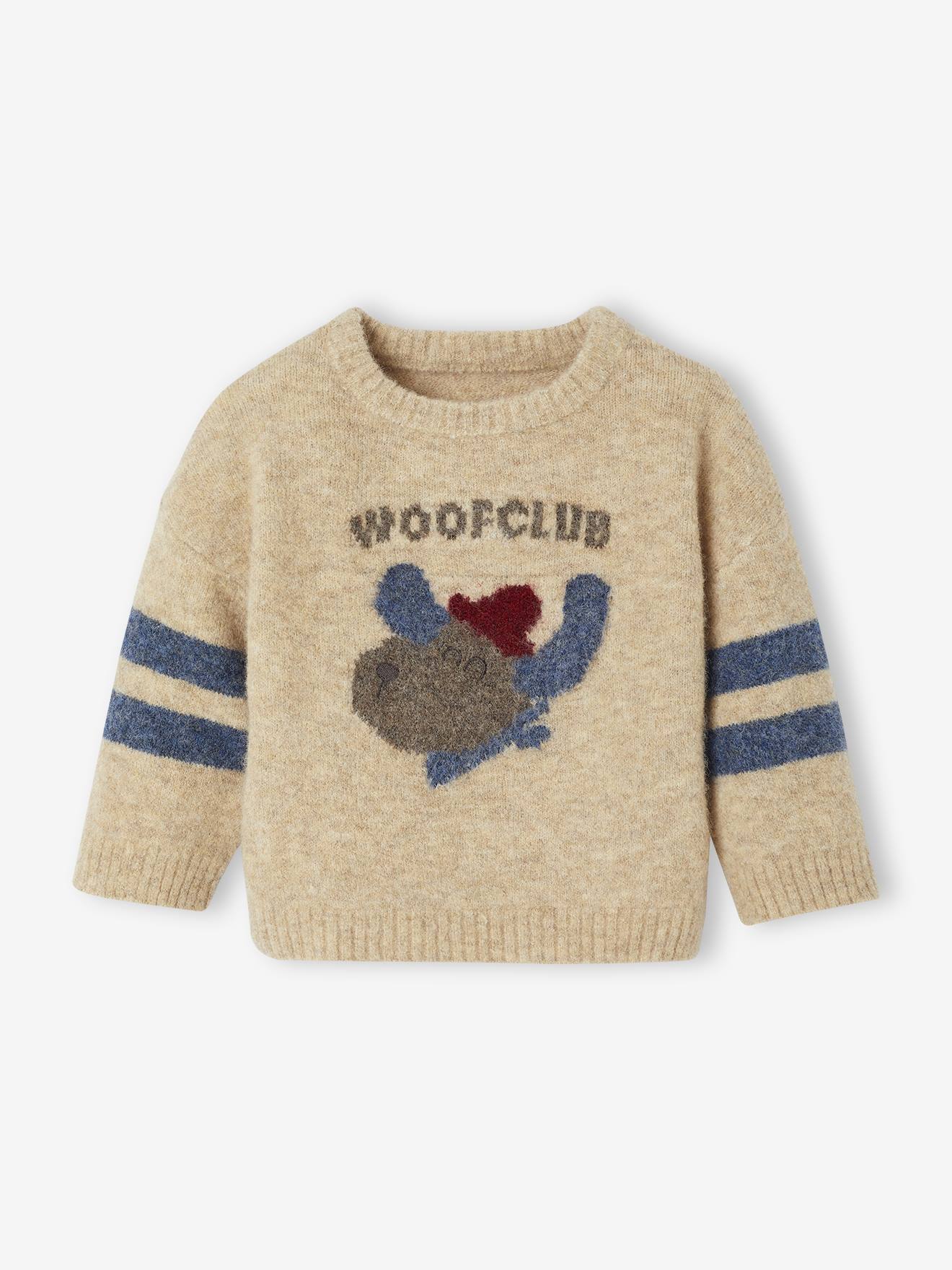 Knitted baby jumper with jacquard pattern marl