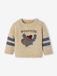 -Knitted baby jumper with jacquard pattern
