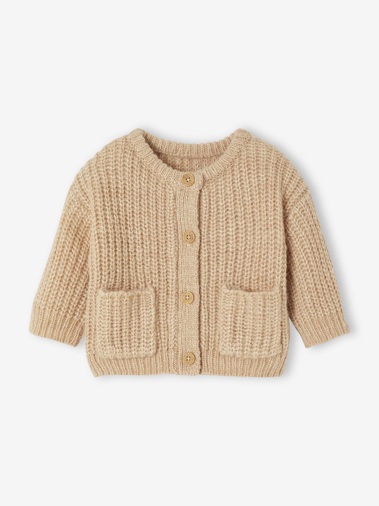 Chunky knit baby cardigan marl