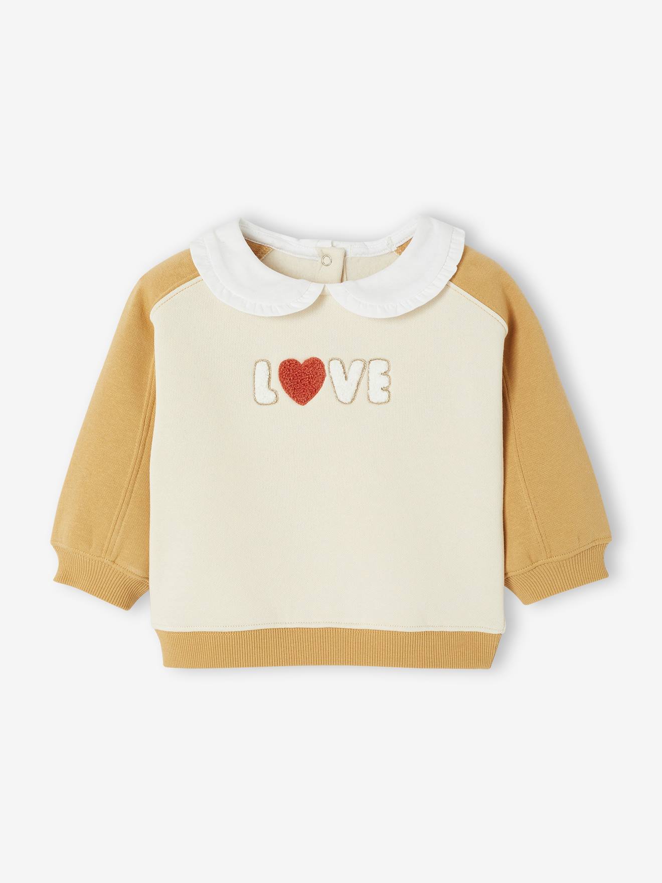 Girl's sweatshirt with a Peter Pan collar ochre