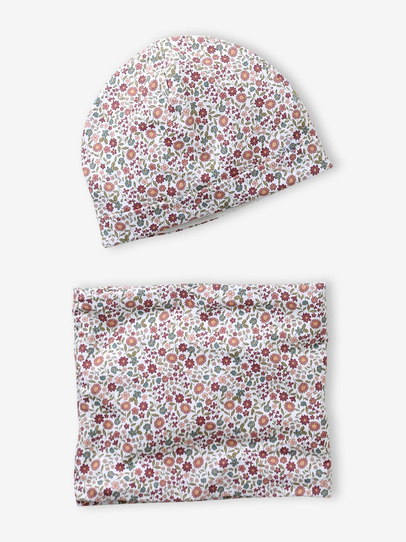 Floral Beanie + Snood Set dusky