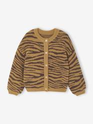 Girls-Knitted Cardigan with Animal Pattern, for Girls