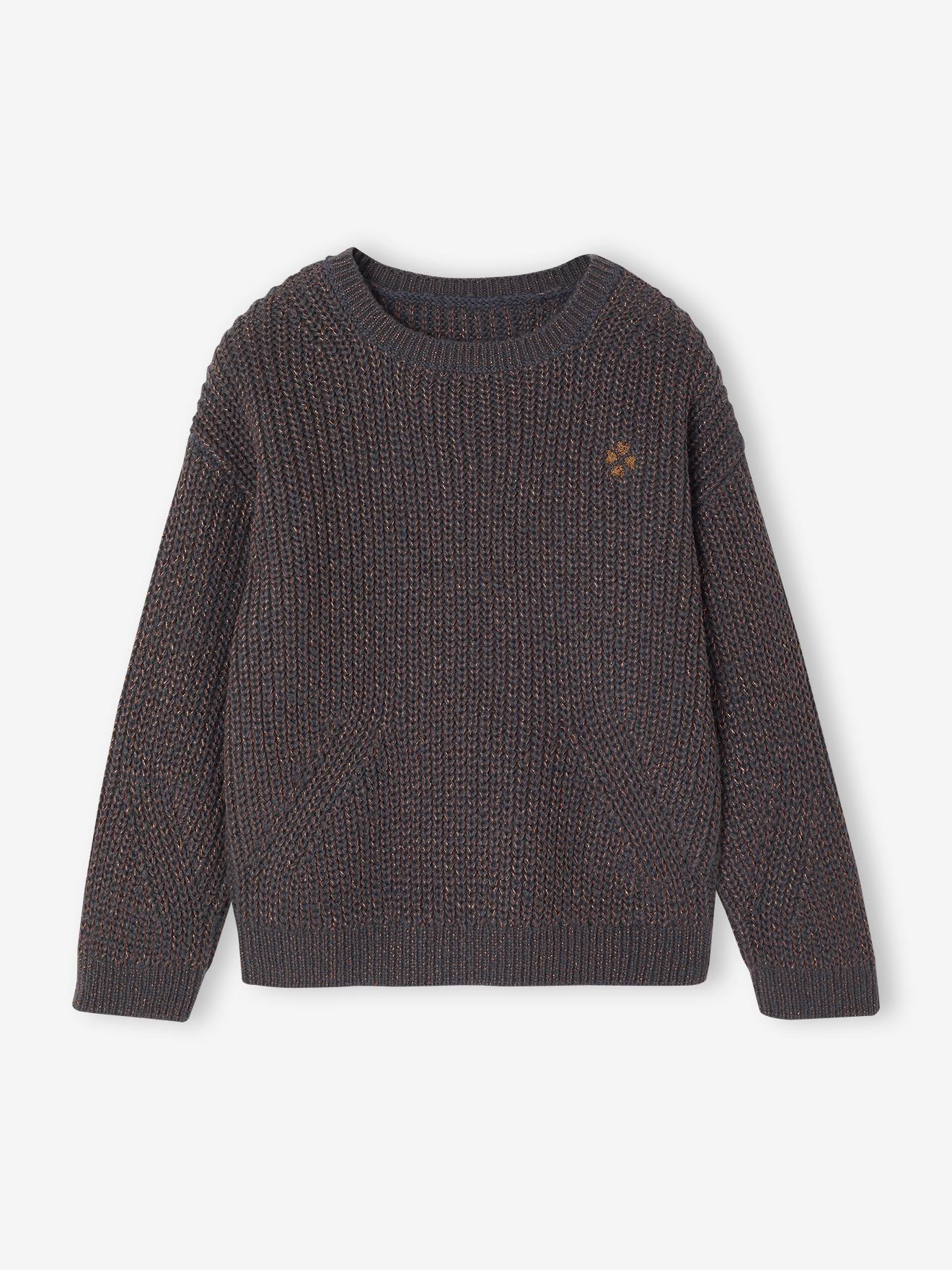 Rib Knit Jumper with Iridescent Patch