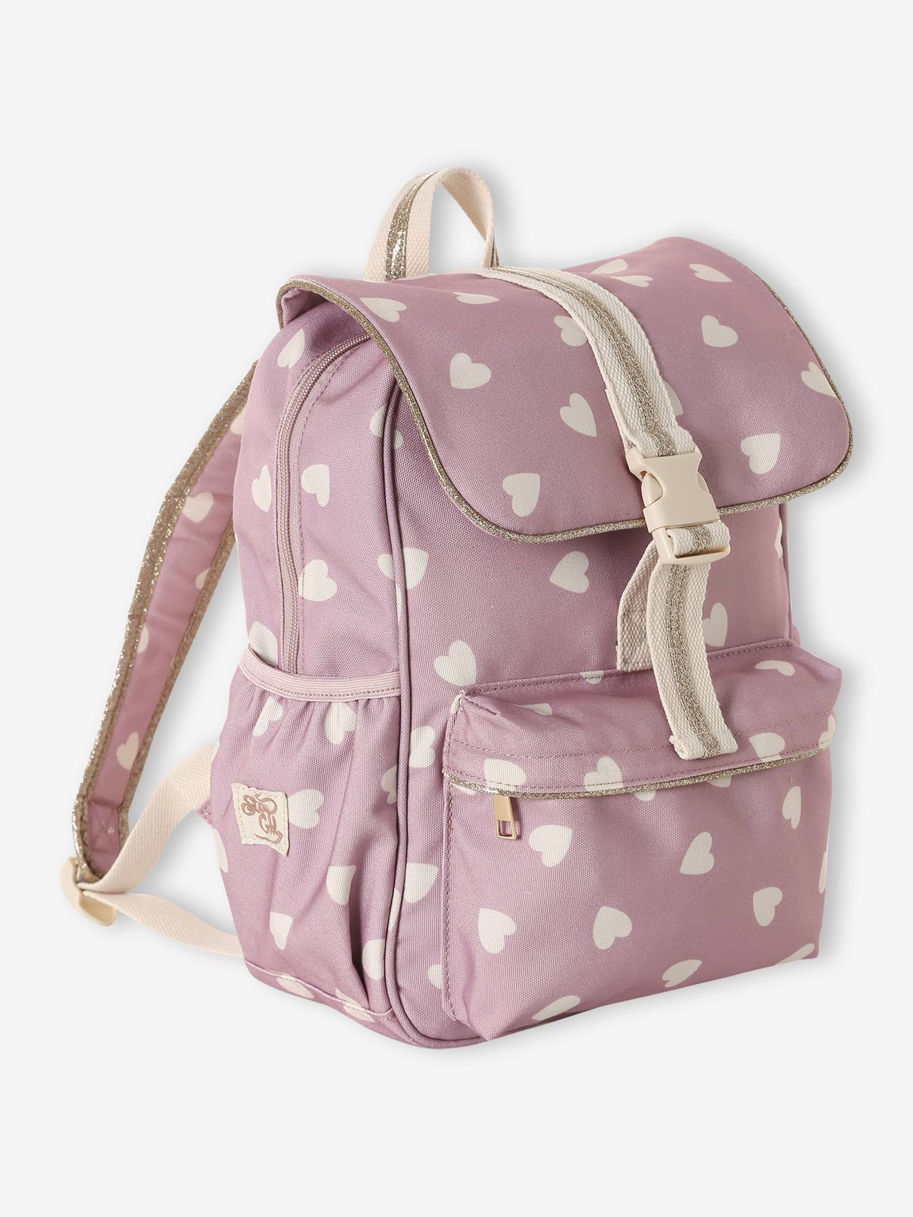 Girl's heart backpack mauve