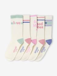 Pack of 5 Pairs of Sports Socks for Girls