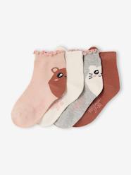 Pack of 4 girls' ankle socks with animal pattern