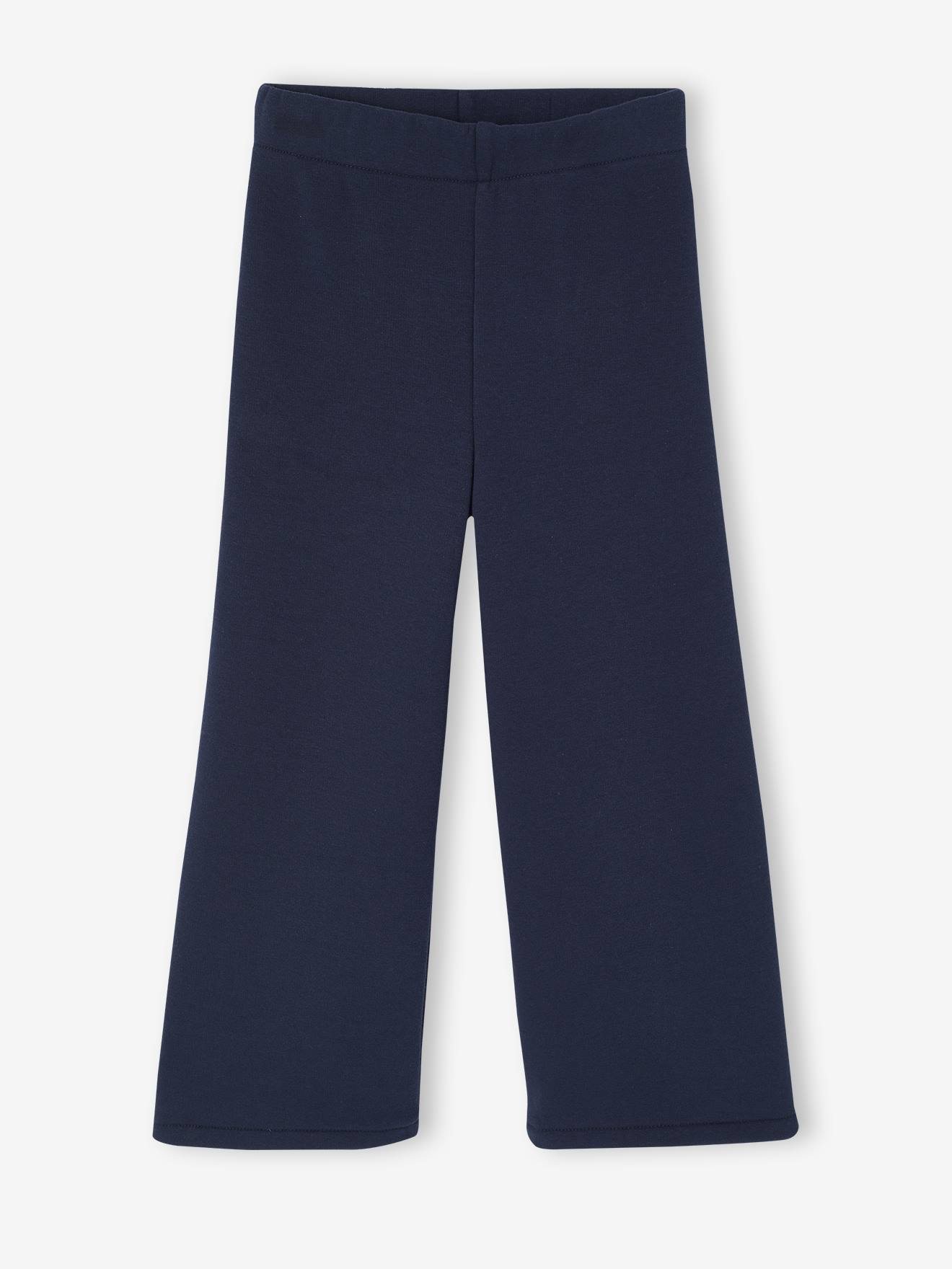 Girls' wide leggings lined with fleece knit