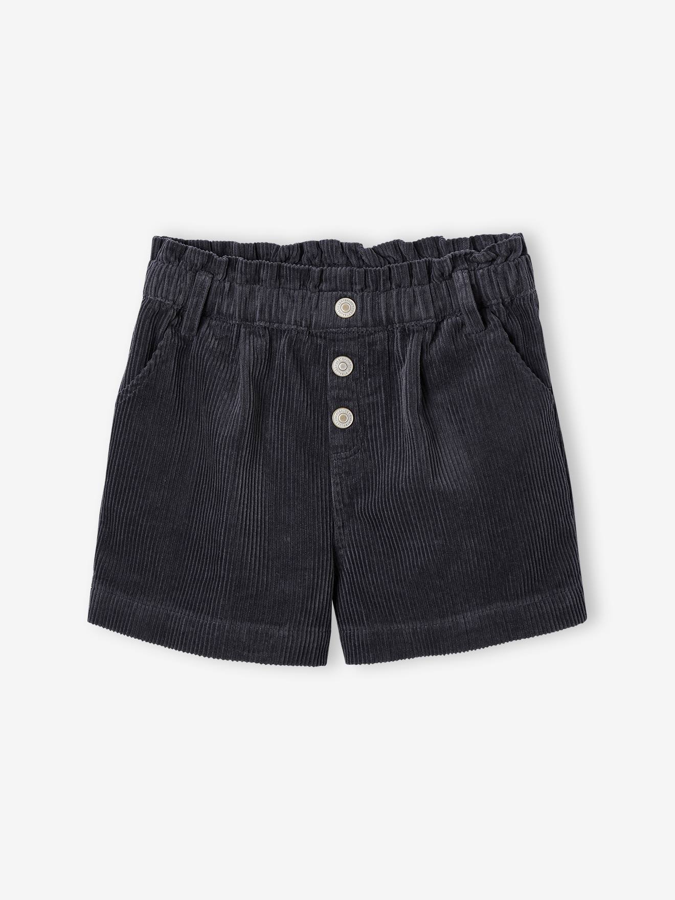 Paperbag-Style Corduroy Shorts