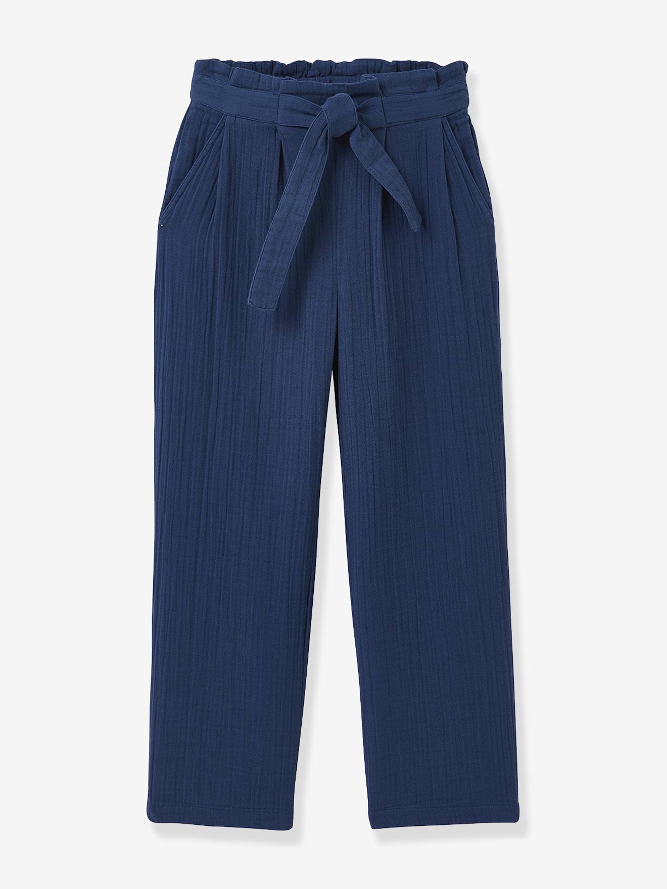Girl's organic cotton muslin trousers CYRILLUS