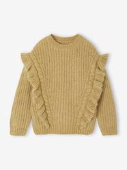 -Frilly Cable Knit Jumper for Girls