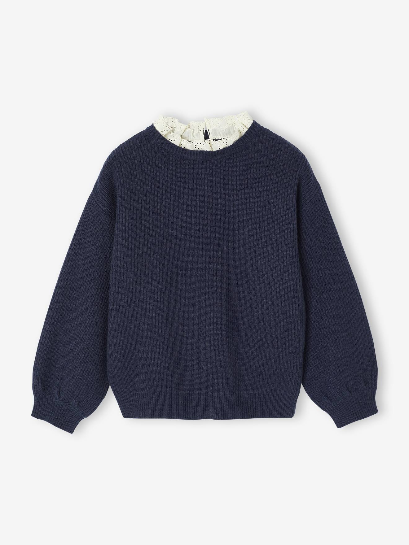 Loose-Fitting Jumper with Fancy Collar