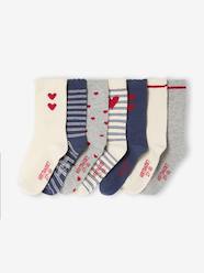Pack of 7 pairs of girl's "hearts" socks