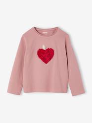 Girls-Long Sleeve T-Shirt with Heart in Relief, for Girls