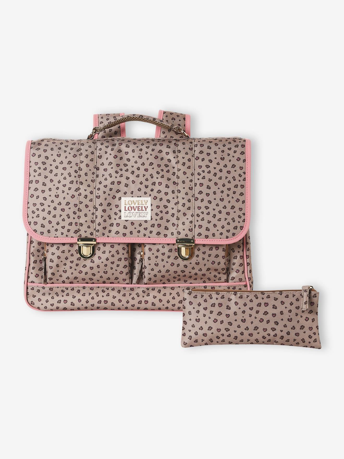 Satchel + leopard print pencil case