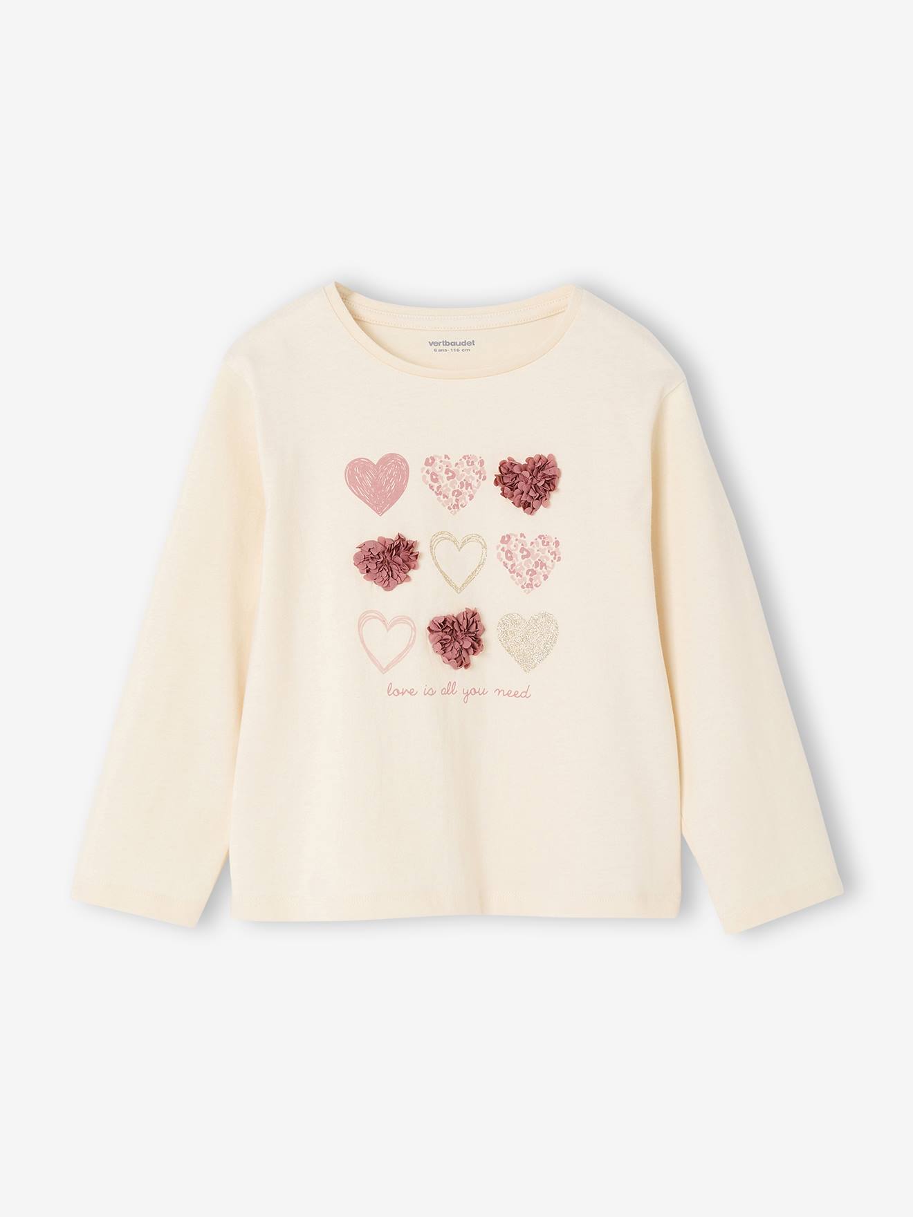 Long Sleeve T-Shirt with Heart in Relief