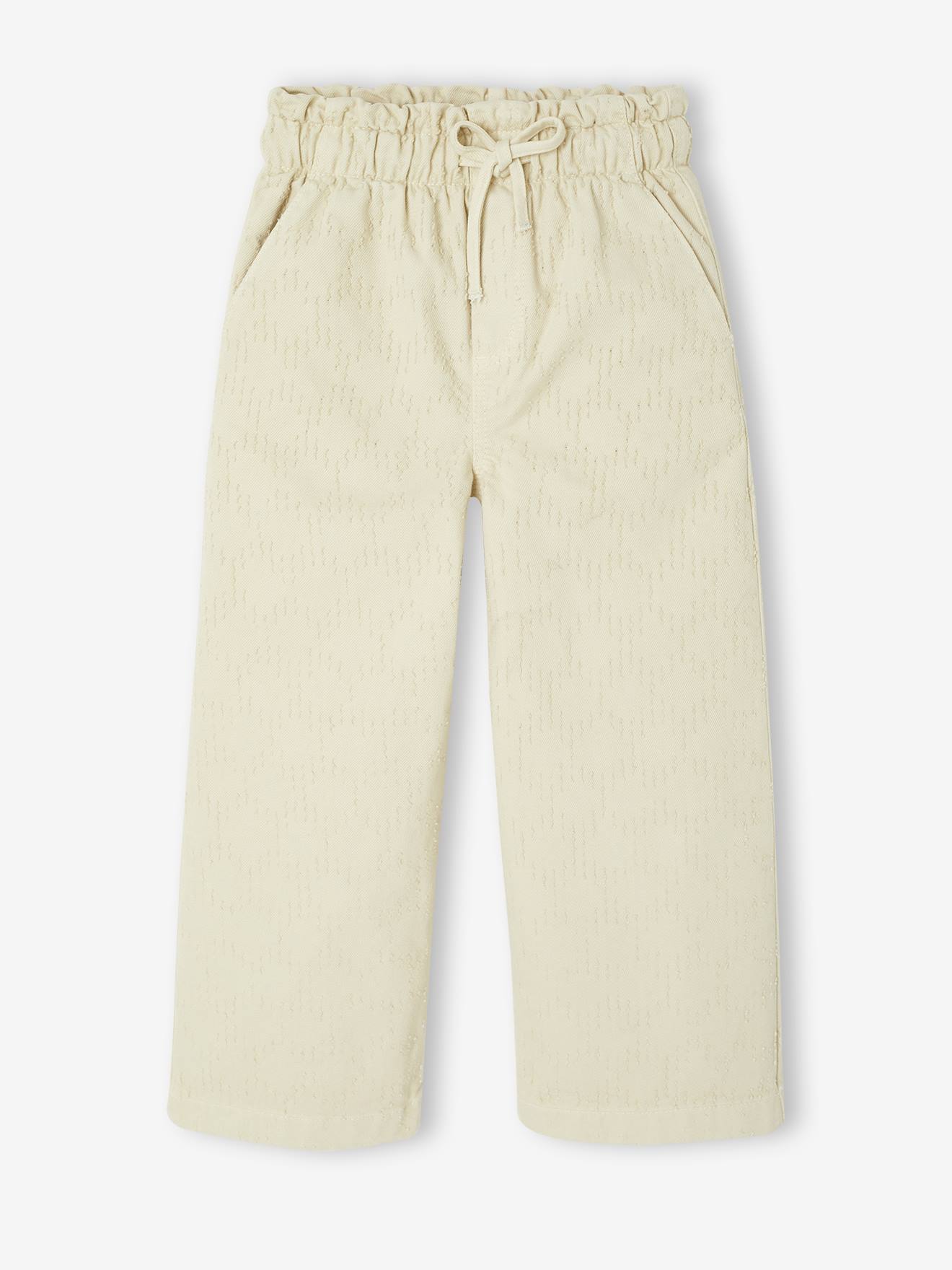 Wide-Leg Polka Dot Trousers ecru