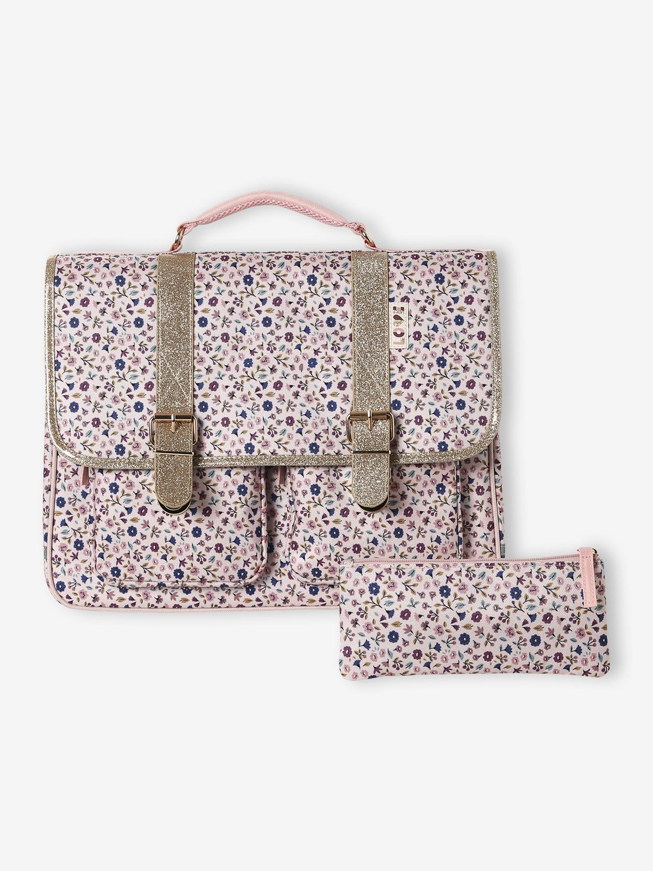 LILIBETH satchel + floral print girl's pencil case rose