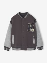 College-Type Jacket in Fleece, Patch in Bouclé Knit, for Boys