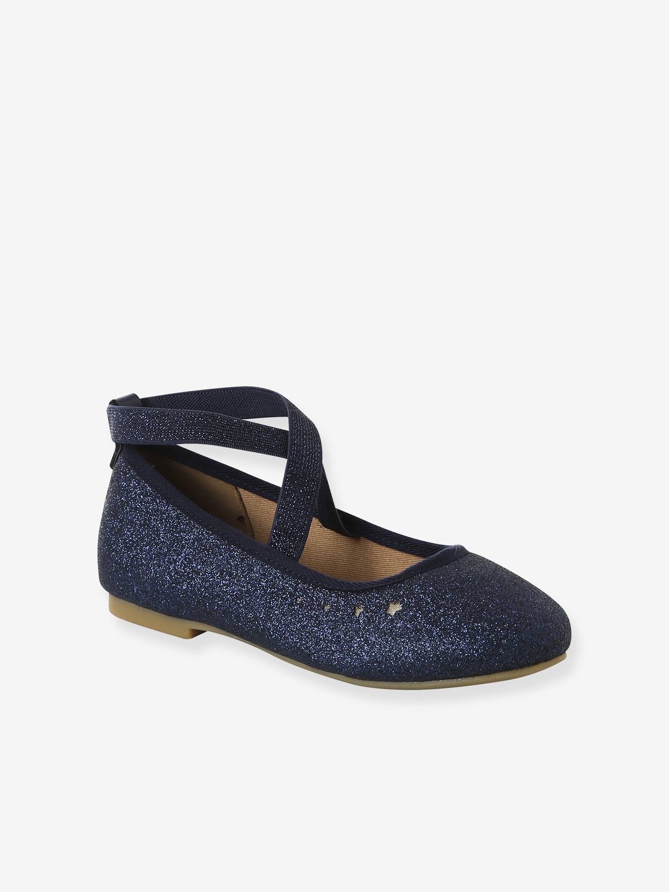 Elasticated cross strap ballerinas for children