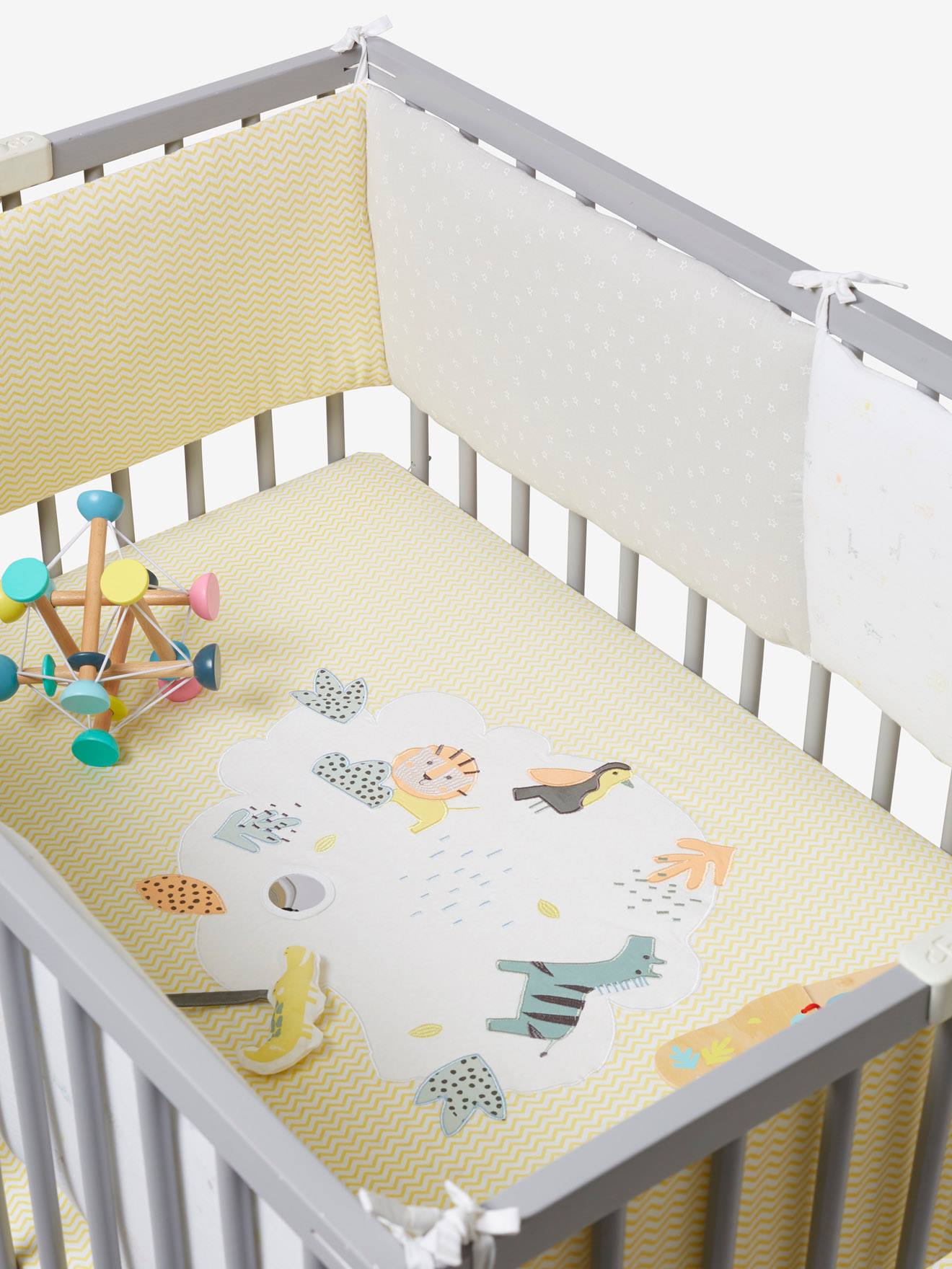 Set Of 2 Covers For The Bottom Of The Playpen Jungle Colours Theme White Print Nursery Vertbaudet