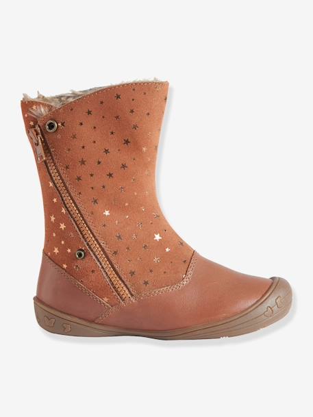 Girls' Leather Boots Black+Tan 